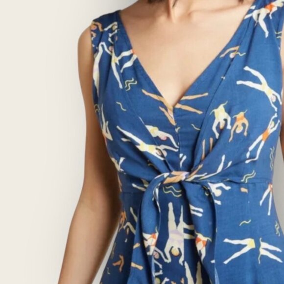 Modcloth Synchronized Swimmers Front Tie Dress in Blue - Picture 3 of 13